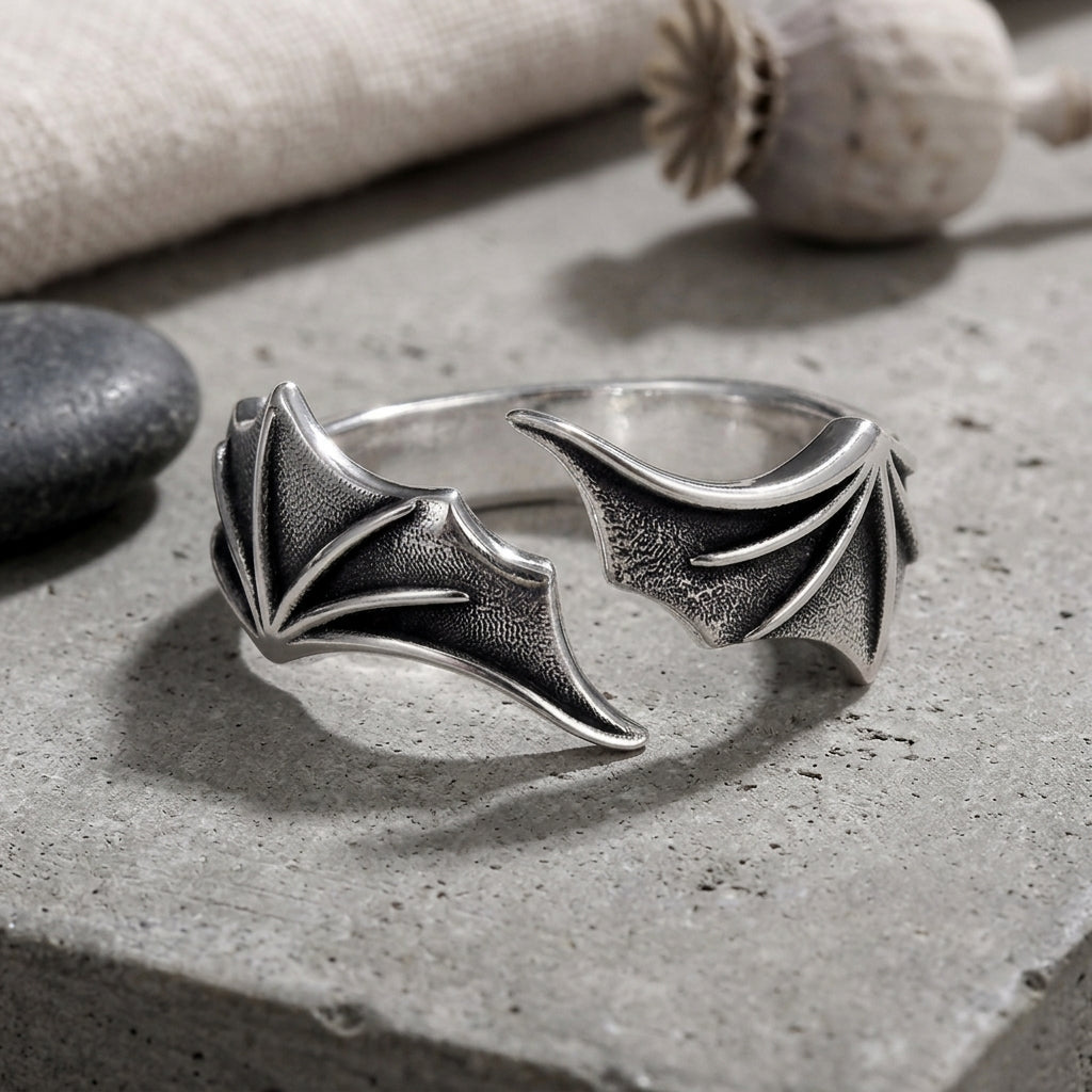 Bat Wing — Antiqued Silver