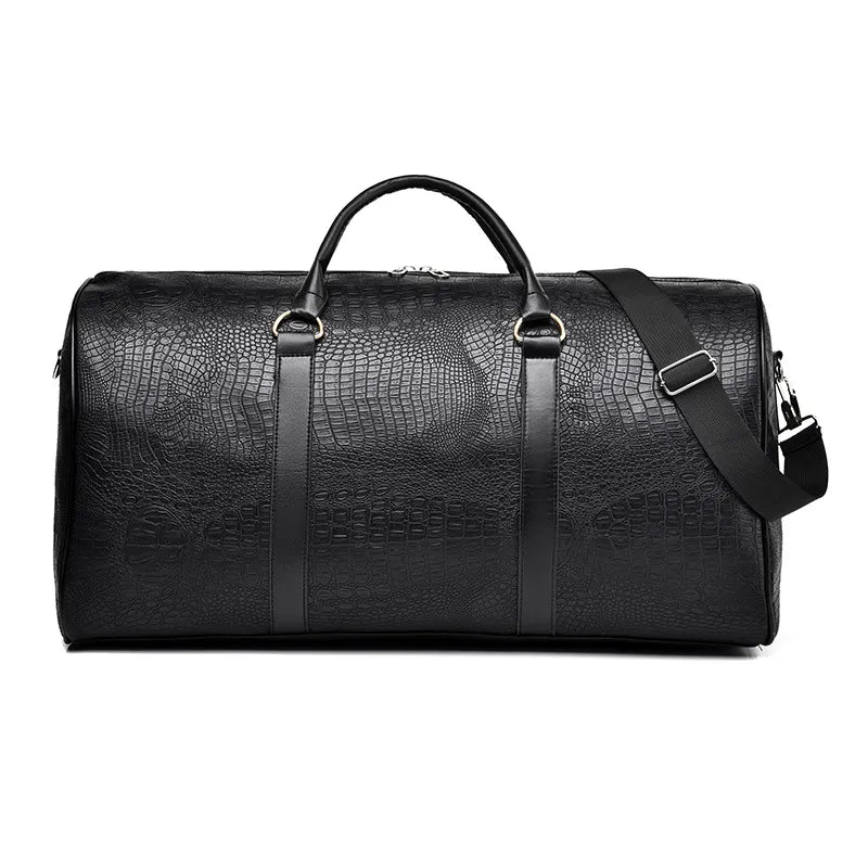 Croc-Embossed Leather Weekend Duffle