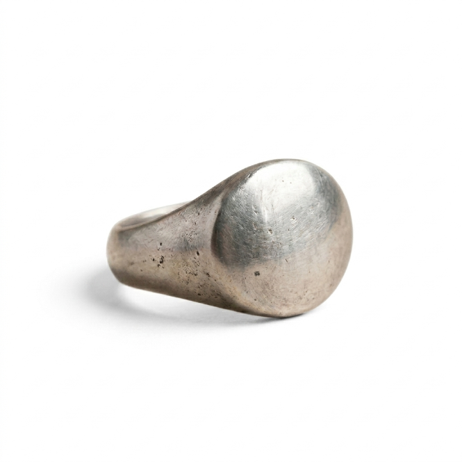 Weathered Signet Ring — Antiqued Silver
