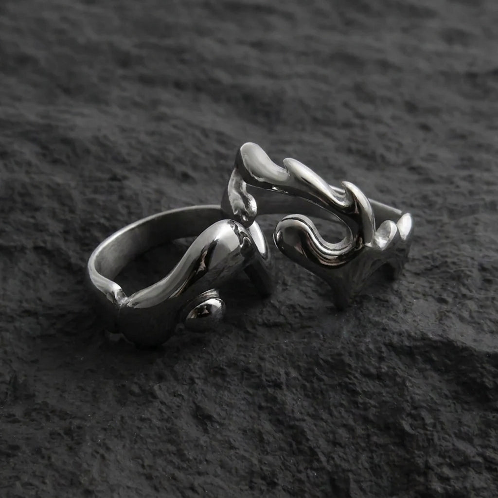 Molten Open Ring Set — Silver